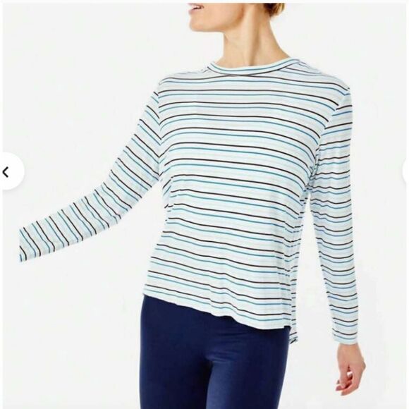 NWT ADDISON BAY Tie Back Long Sleeve Multi Stripe Blue Various sizes - Picture 7 of 10